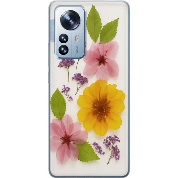 Xiaomi 12 Pro Genomskinligt Skal Pressade blommor