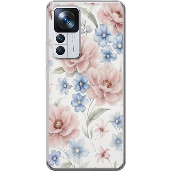 Xiaomi 12T Pro Gjennomsiktig deksel Romantiske blomster