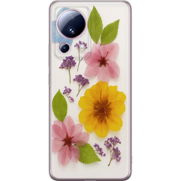 Xiaomi 13 Lite Gjennomsiktig deksel Pressede blomster