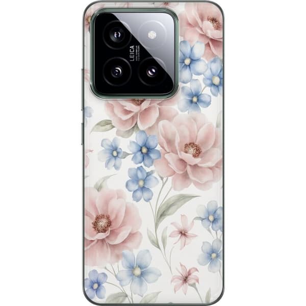 Xiaomi 14 Läpinäkyvä kuori Romanttiset kukat
