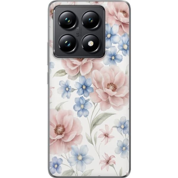 Xiaomi 14T Pro Genomskinligt Skal Romantiska blommor