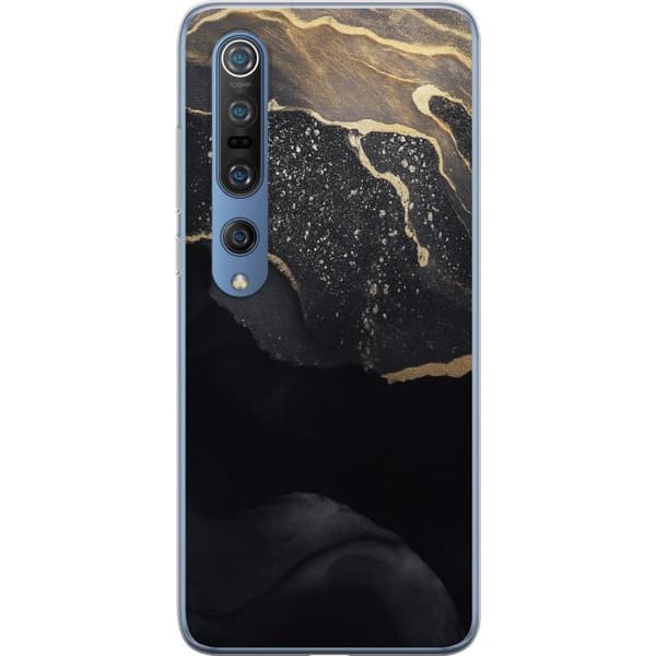 Xiaomi Mi 10 Pro 5G Gennemsigtig cover Sort guld abstrakt