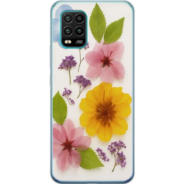 Xiaomi Mi 10 Lite 5G Gennemsigtig cover Pressede blomster