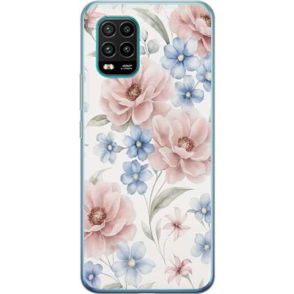 Xiaomi Mi 10 Lite 5G Genomskinligt Skal Romantiska blommor