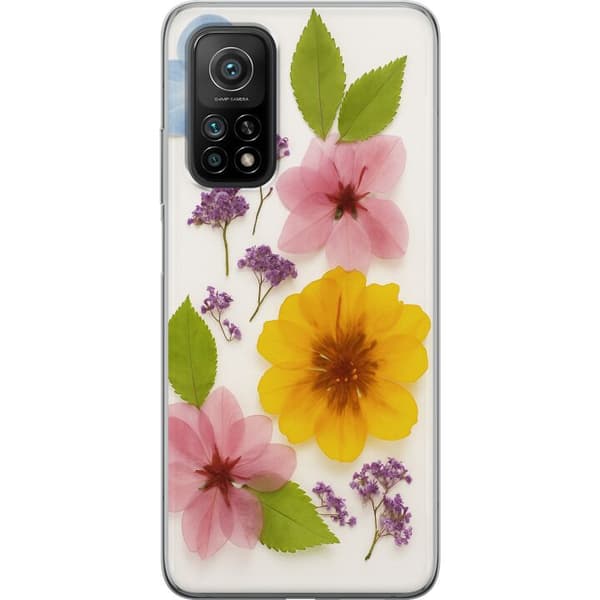 Xiaomi Mi 10T Pro 5G Gennemsigtig cover Pressede blomster