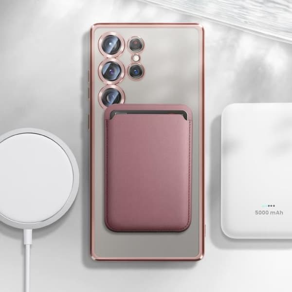 Coque MagSafe för Samsung Galaxy S25 Ultra Silikon Kontur Krom Rosa Champange