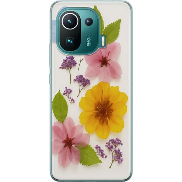 Xiaomi Mi 11 Pro Gjennomsiktig deksel Pressede blomster