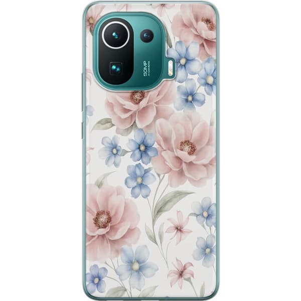 Xiaomi Mi 11 Pro Gjennomsiktig deksel Romantiske blomster
