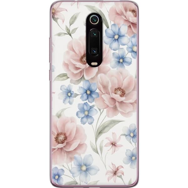 Xiaomi Mi 9T Pro  Gjennomsiktig deksel Romantiske blomster