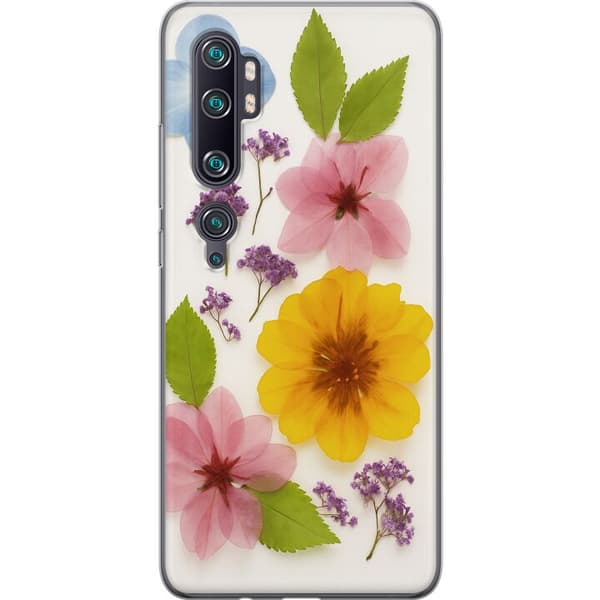 Xiaomi Mi Note 10 Pro Läpinäkyvä kuori Painetut kukat