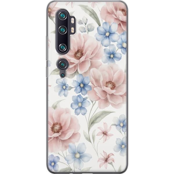 Xiaomi Mi Note 10 Pro Läpinäkyvä kuori Romanttiset kukat