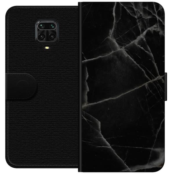 Xiaomi Redmi Note 9 Pro Tegnebogsetui Sort marmor