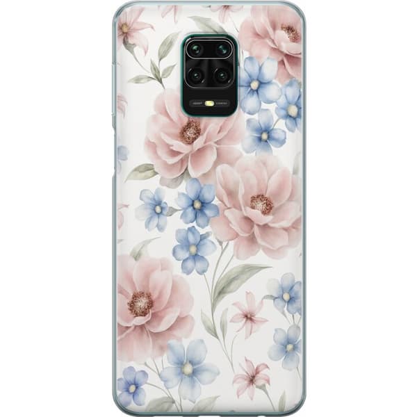 Xiaomi Redmi Note 9 Pro Gjennomsiktig deksel Romantiske blomster