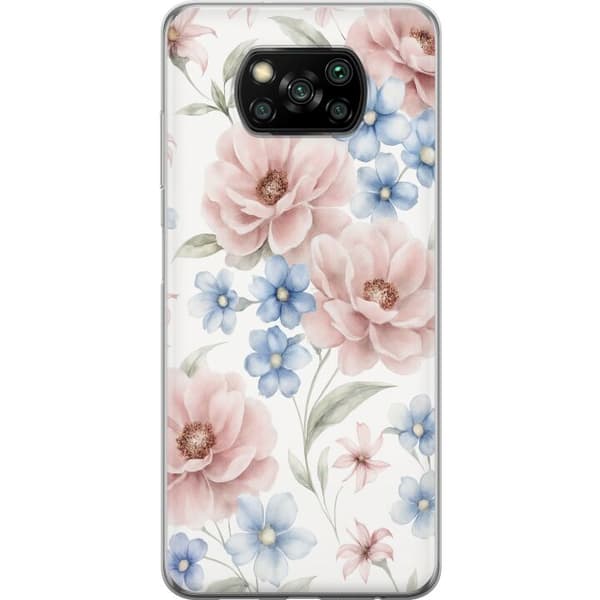 Xiaomi Poco X3 NFC Gennemsigtig cover Romantiske blomster