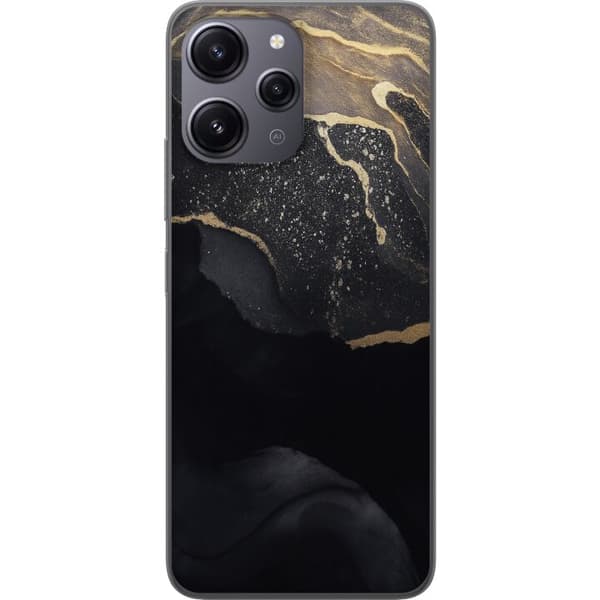 Xiaomi Redmi 12 Läpinäkyvä kuori Musta kulta abstrakti