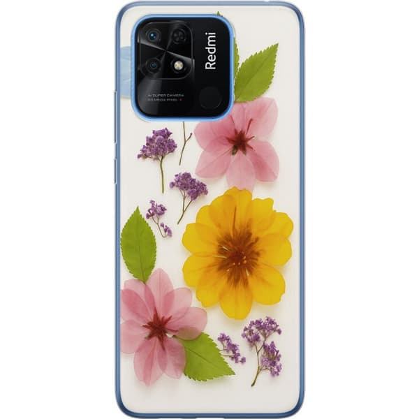 Xiaomi Redmi 10C Gjennomsiktig deksel Pressede blomster