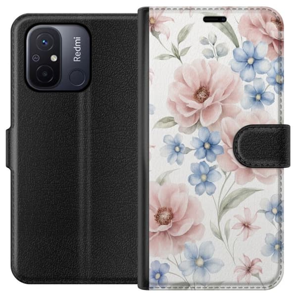 Xiaomi Redmi 12C Tegnebogsetui Romantiske blomster