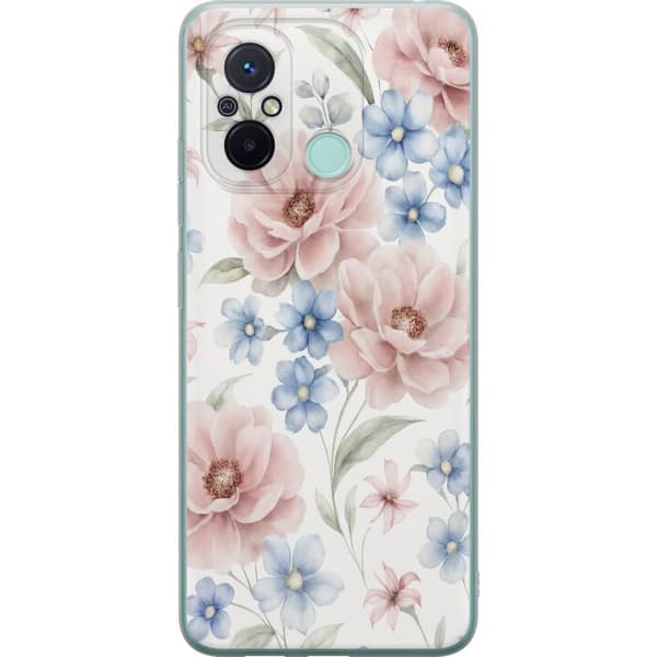 Xiaomi Redmi 12C Genomskinligt Skal Romantiska blommor