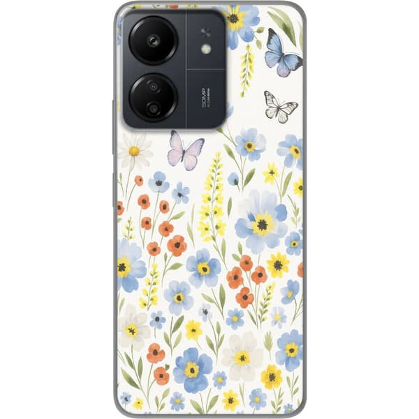 Xiaomi Redmi 13C Gjennomsiktig deksel Sommerblomster