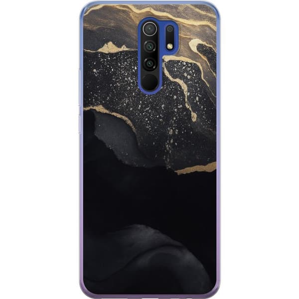 Xiaomi Redmi 9 Gjennomsiktig deksel Svart gull abstrakt