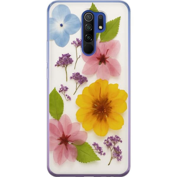 Xiaomi Redmi 9 Gjennomsiktig deksel Pressede blomster
