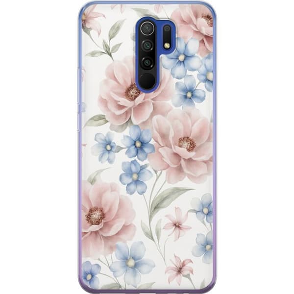 Xiaomi Redmi 9 Genomskinligt Skal Romantiska blommor
