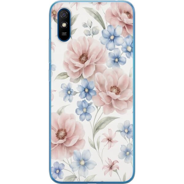 Xiaomi Redmi 9A Gjennomsiktig deksel Romantiske blomster