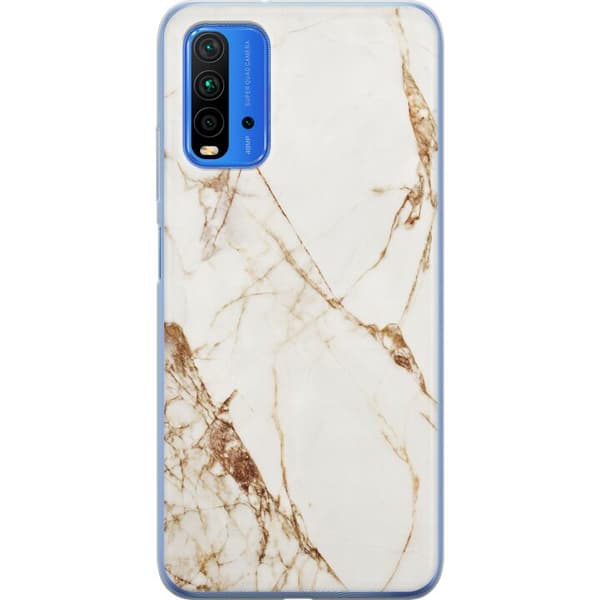 Xiaomi Redmi 9T Gjennomsiktig deksel Hvit marmor