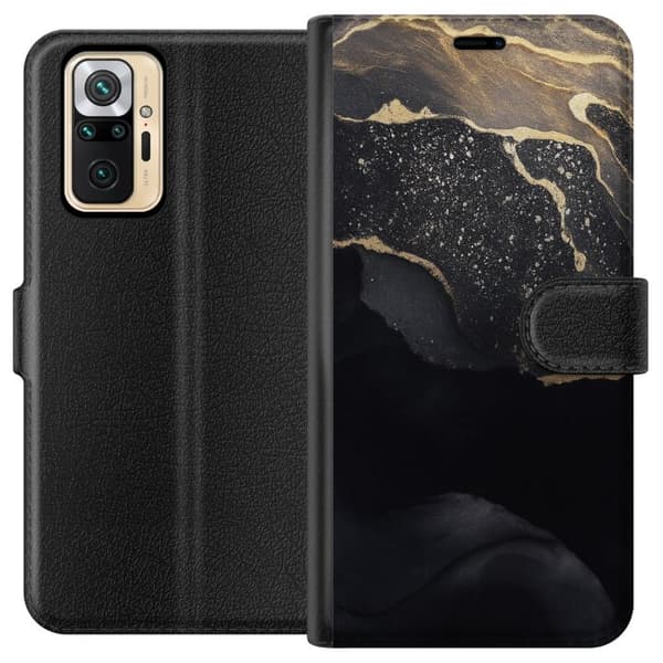 Xiaomi Redmi Note 10 Pro Plånboksfodral Svart guld abstrakt