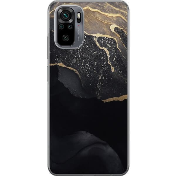 Xiaomi Redmi Note 10S Gennemsigtig cover Sort guld abstrakt
