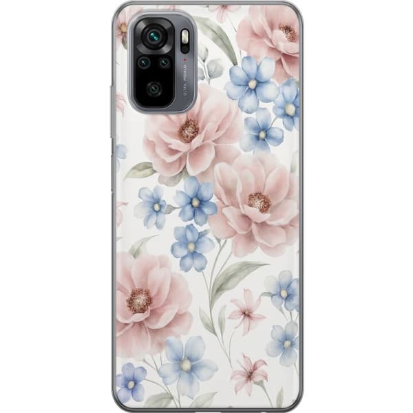 Xiaomi Redmi Note 10S Läpinäkyvä kuori Romanttiset kukat