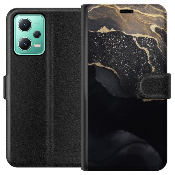 Xiaomi Redmi Note 12 Lommeboketui Svart gull abstrakt