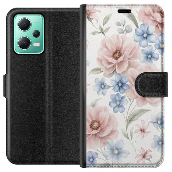 Xiaomi Redmi Note 12 Plånboksfodral Romantiska blommor