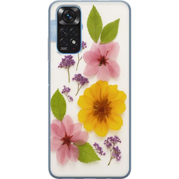 Xiaomi Redmi Note 11 Gennemsigtig cover Pressede blomster