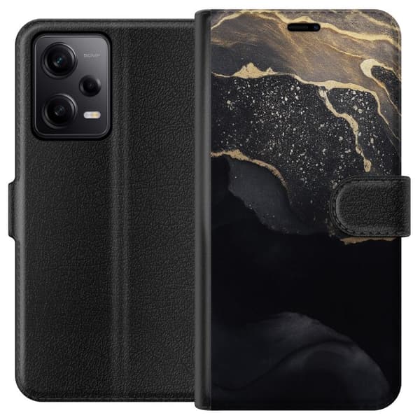 Xiaomi Redmi Note 12 Pro Plånboksfodral Svart guld abstrakt