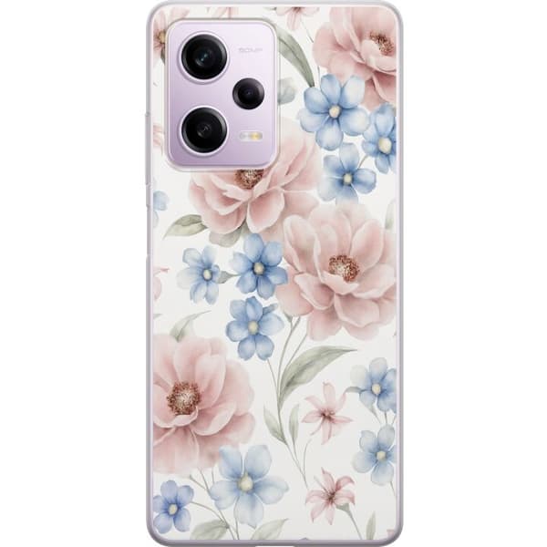 Xiaomi Redmi Note 12 Pro Läpinäkyvä kuori Romanttiset kukat