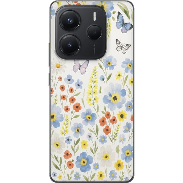 Xiaomi Redmi Note 14 Genomskinligt Skal Sommarblommor