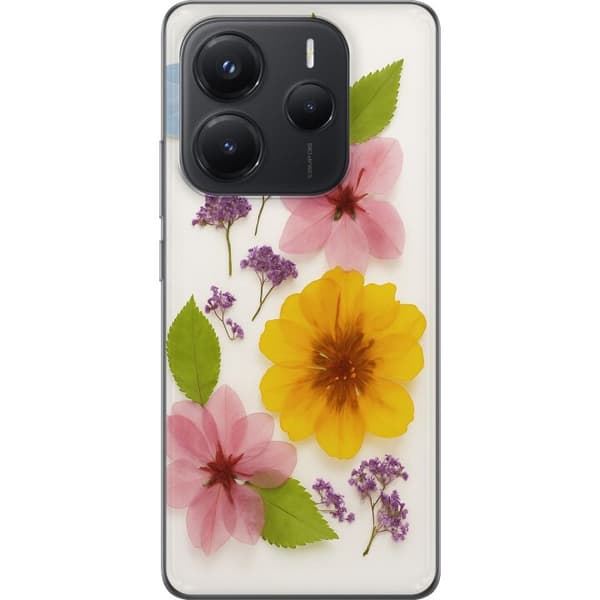 Xiaomi Redmi Note 14 Gennemsigtig cover Pressede blomster
