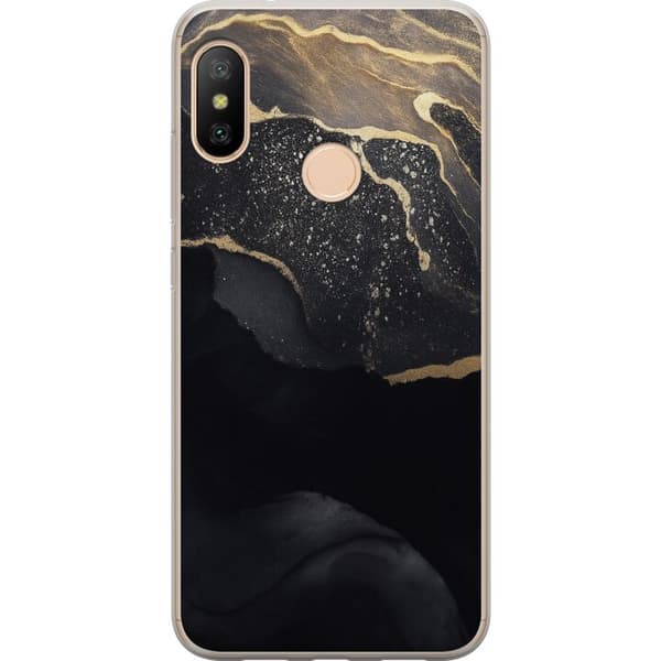 Xiaomi Redmi 6 Pro Gennemsigtig cover Sort guld abstrakt