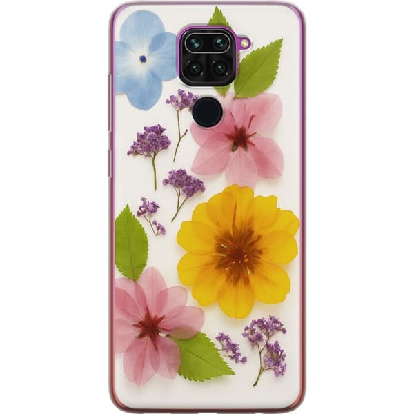 Xiaomi Redmi Note 9 Gennemsigtig cover Pressede blomster