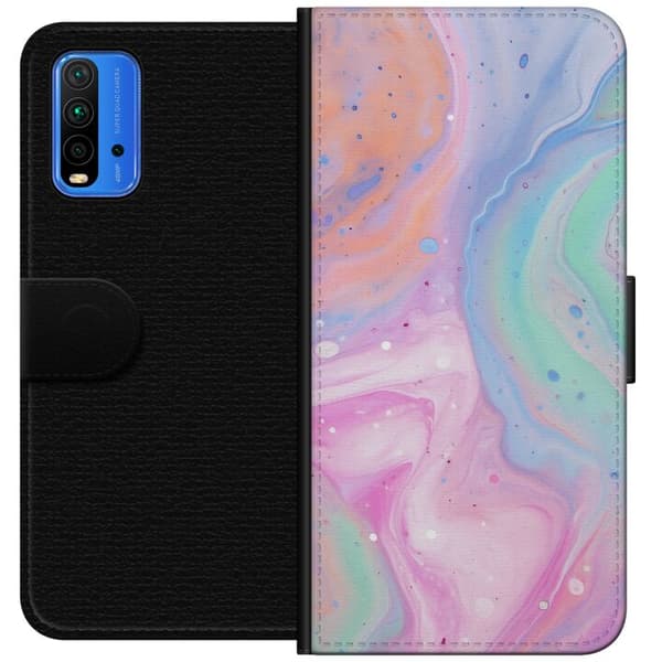 Xiaomi Redmi Note 9 4G Lompakkokotelo Pastellimarmori