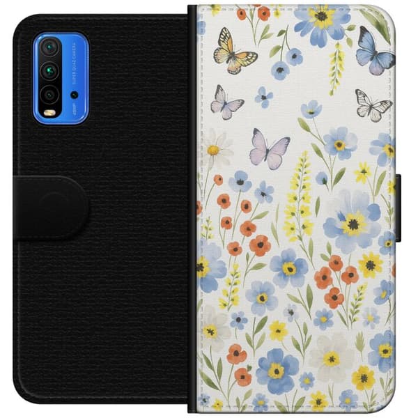 Xiaomi Redmi Note 9 4G Tegnebogsetui Sommerblomster