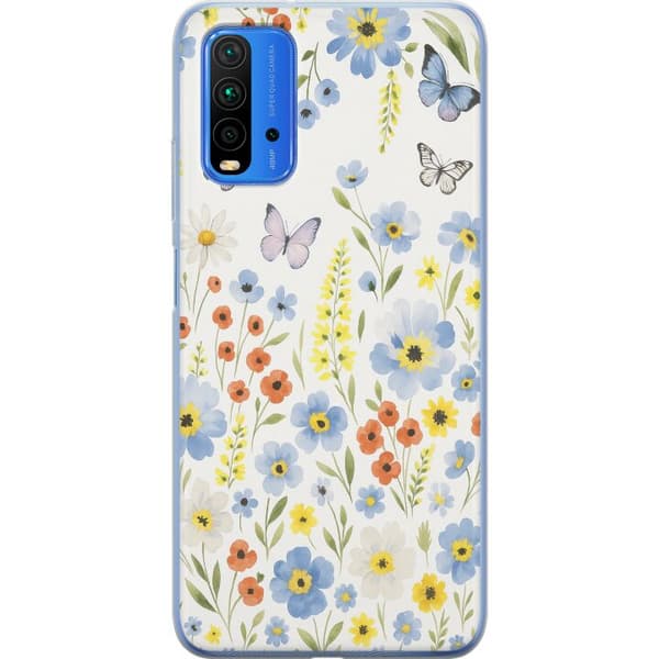 Xiaomi Redmi Note 9 4G Genomskinligt Skal Sommarblommor