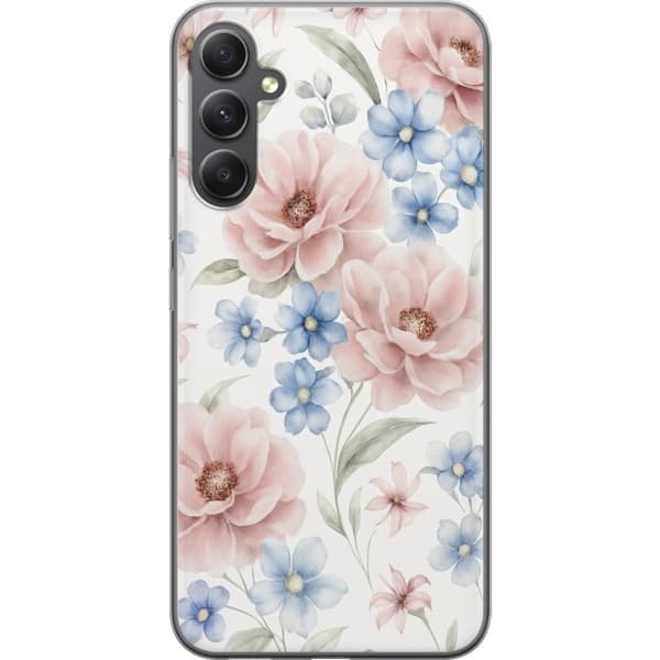 Samsung Galaxy A35 Gennemsigtig cover Romantiske blomster