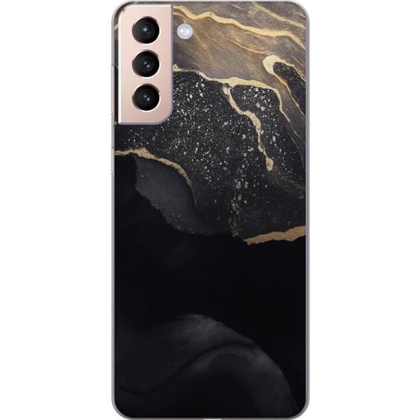 Samsung Galaxy S21 Gennemsigtig cover Sort guld abstrakt