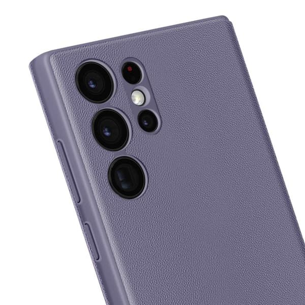 Läderfodral för Galaxy S22 Ultra med fönster och kortfack Lavendel