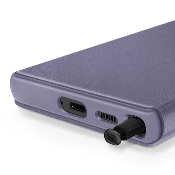 Läderfodral för Galaxy S22 Ultra med fönster och kortfack Lavendel