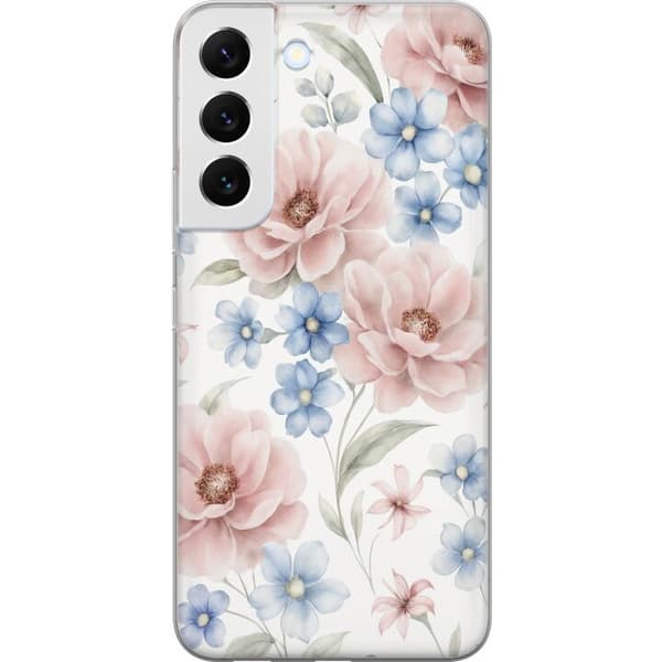Samsung Galaxy S22+ 5G Genomskinligt Skal Romantiska blommor