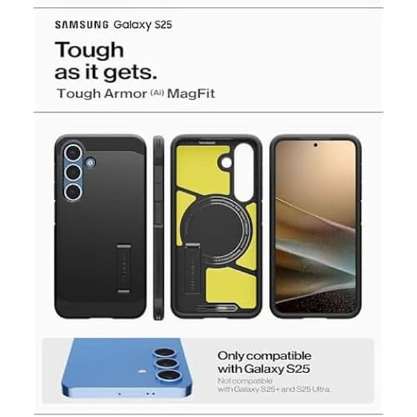Coque - SPIGEN - Samsung S25 - Tough Armor - Stötsäker - Magnetisk - Svart