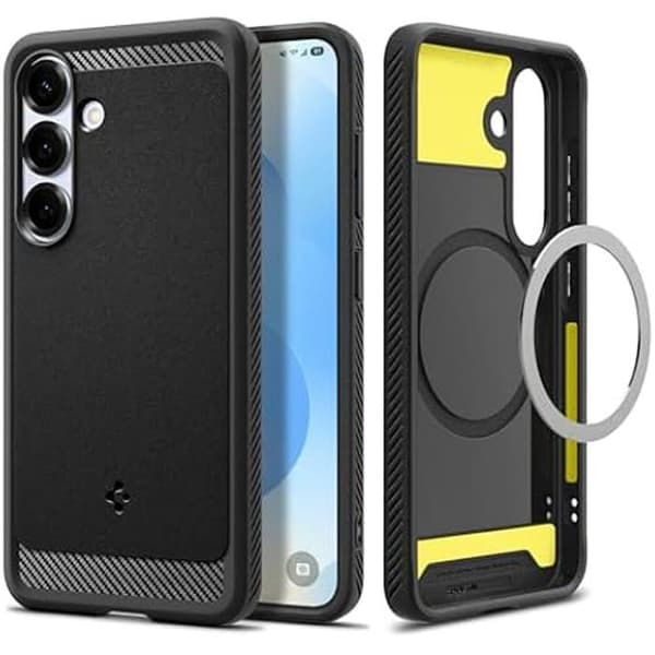 Coque - SPIGEN - Rugged Armor MagFit - Kompatibel med Samsung Galaxy S25 - Matt Svart - Stötmotståndig